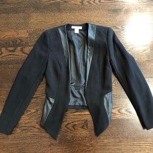H&M Cropped Black Blazer with Faux Leather Accents